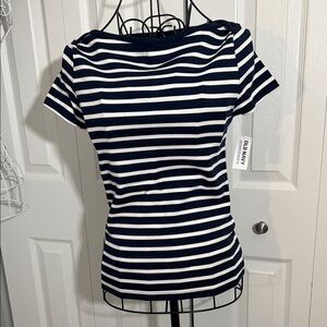 Old Navy Women's Boat-neck Blue and White Striped Tee, NWT